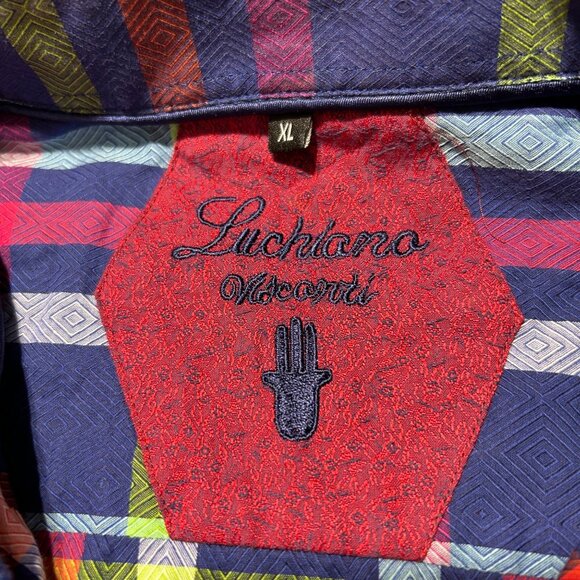 Luchiano Visconti Mens XL Multicolor Plaid Long Sleeve Button-Up Shirt - Picture 9 of 9